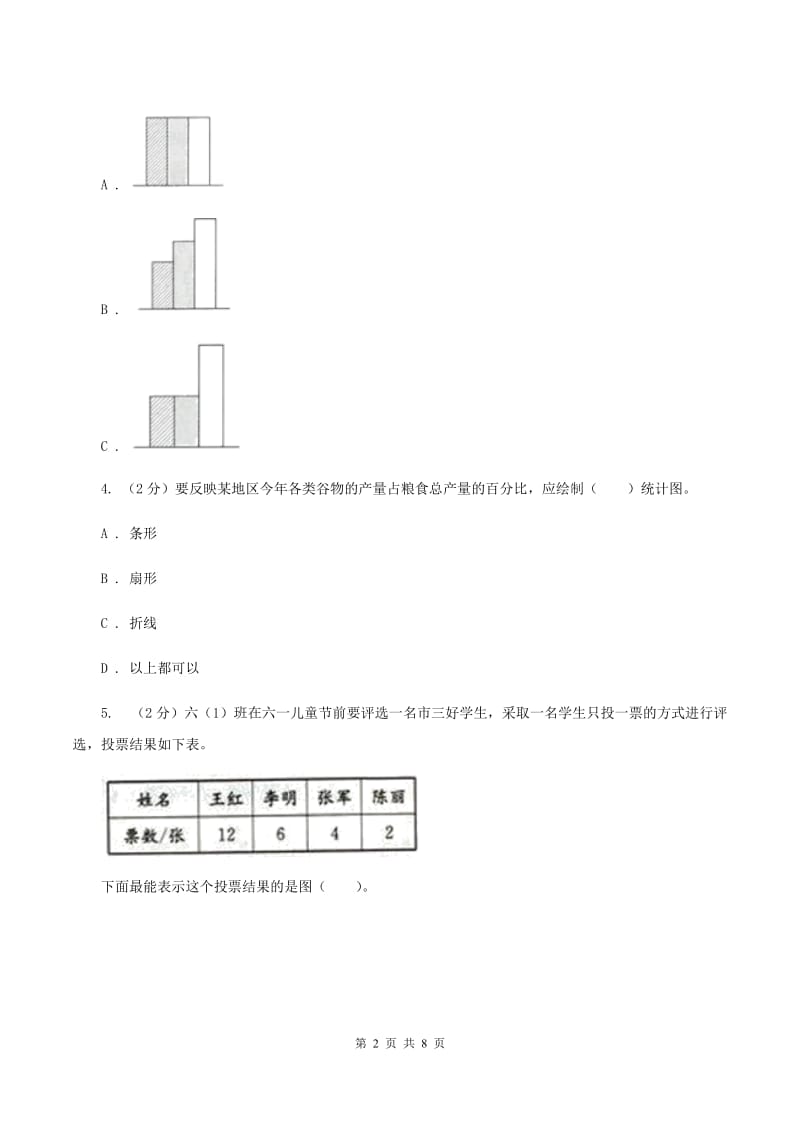 江苏版2019-2020学年六年级上册专项复习七：扇形统计图的认识.doc_第2页