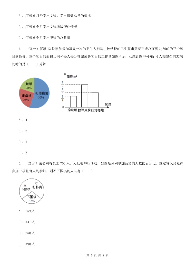 苏教版2019-2020学年六年级上册专项复习七：扇形统计图的认识（A卷）.doc_第2页