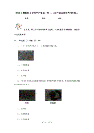 2020年教科版小學科學六年級下冊 1.4怎樣放大得更大同步練習.doc