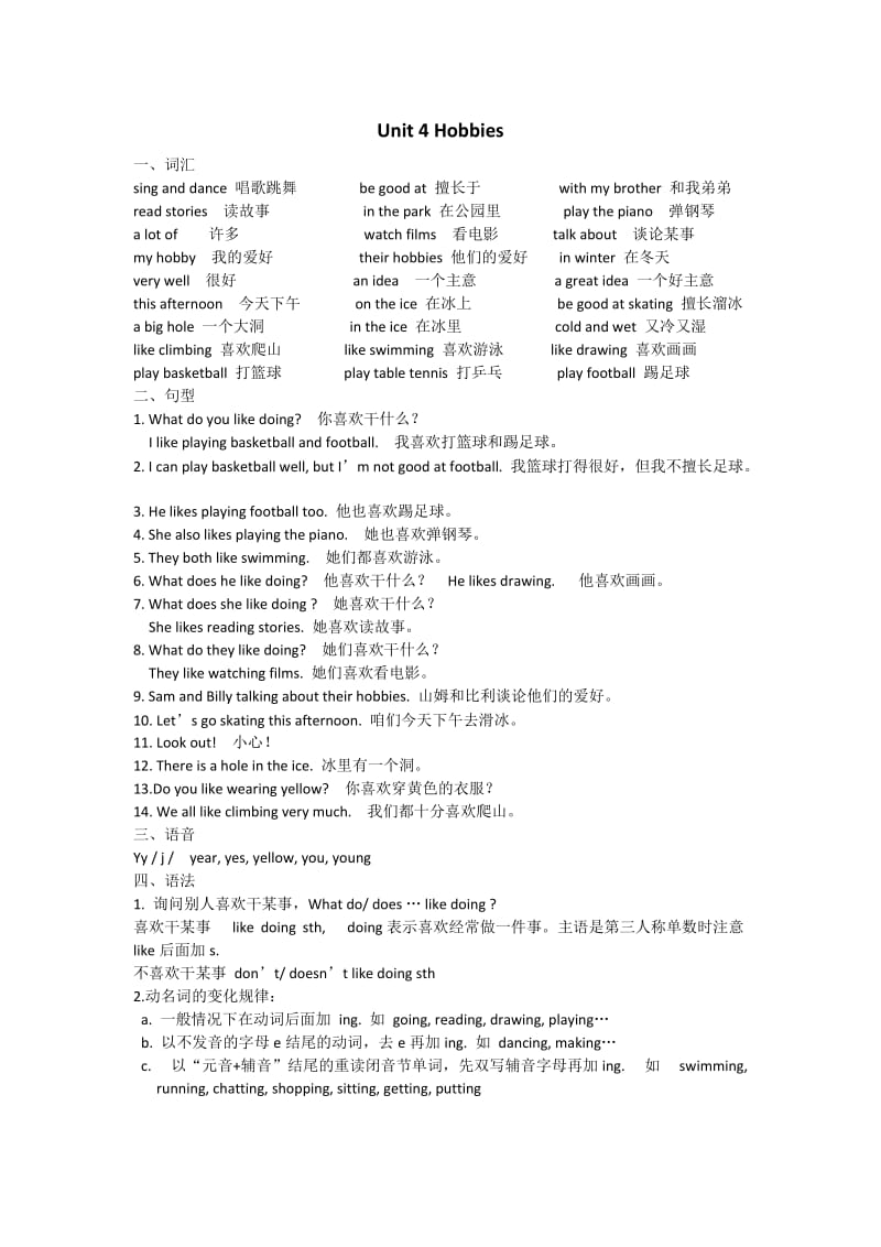 译林5A第四单元知识点总结及练习(含答案).doc_第1页