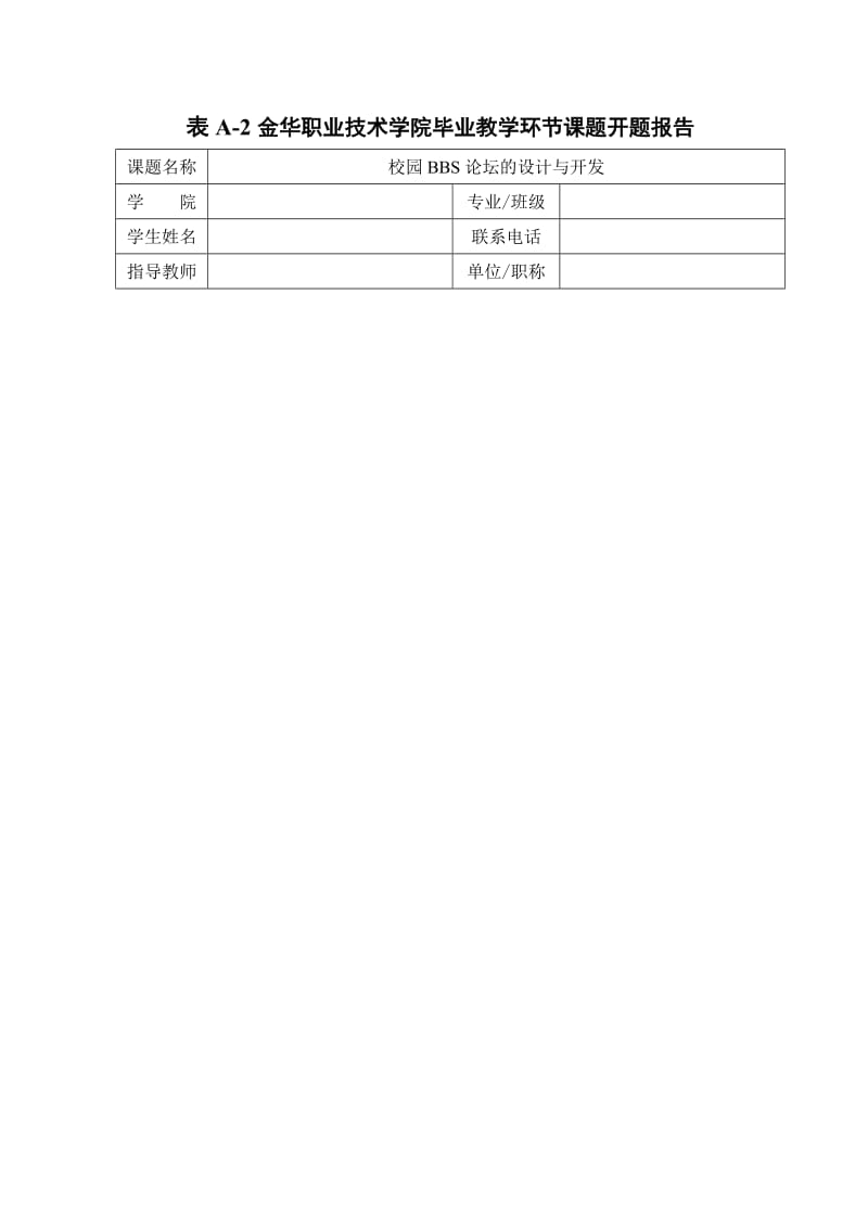 校园BBS论坛的设计与开发开题报告.doc_第1页