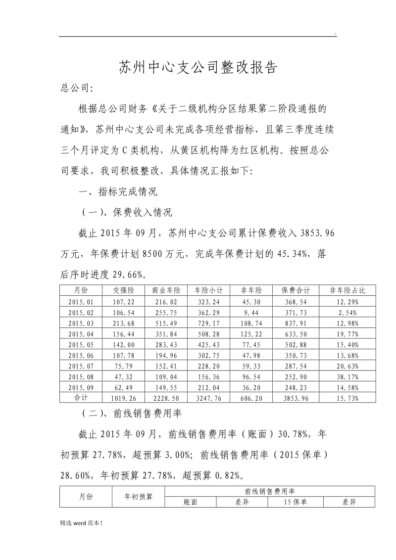 xx保险中心支公司整改报告.doc_第1页