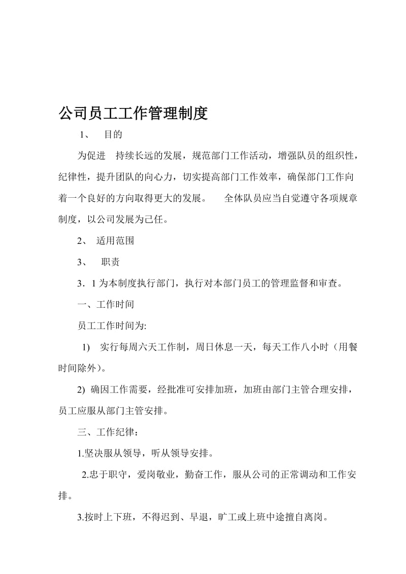 公司员工工作管理制度.doc_第1页