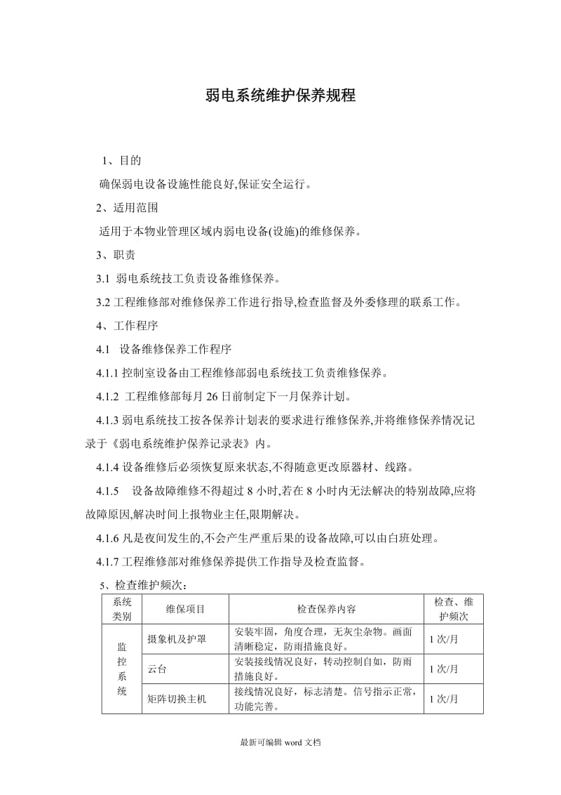 弱电系统维护保养规程.doc_第1页