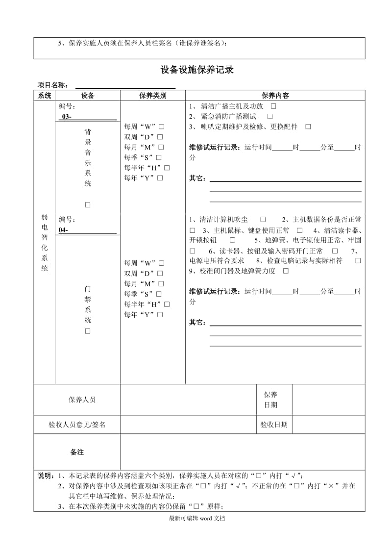 弱电设备设施保养记录表格.doc_第2页