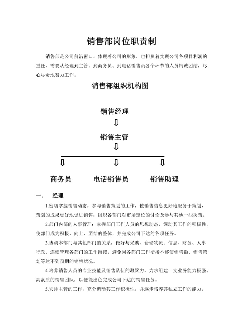 医药公司销售部岗位职责明细.doc_第1页