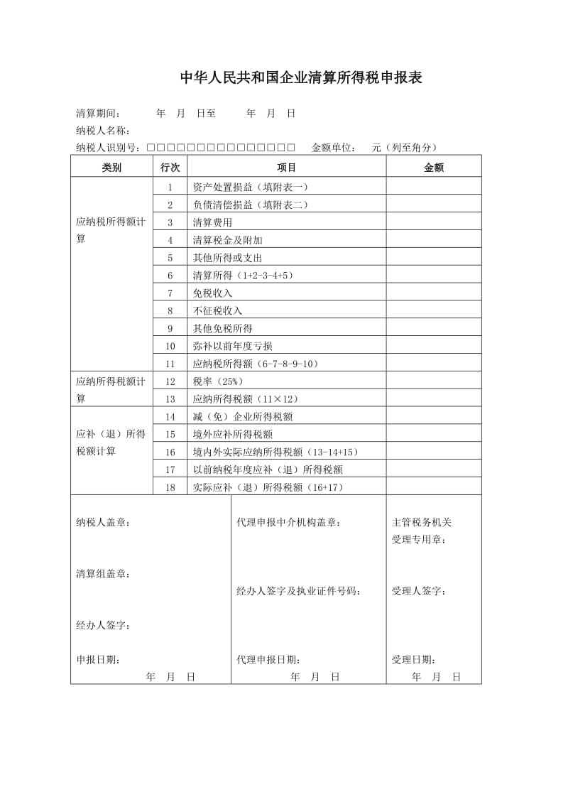 公司注销清算表附清算报告表.doc_第1页