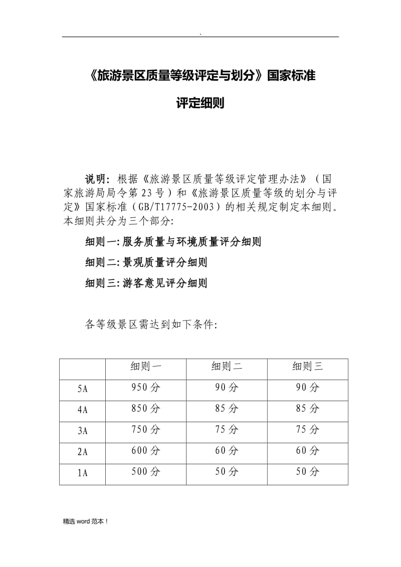 旅游景区质量等级评定标准A.doc_第1页