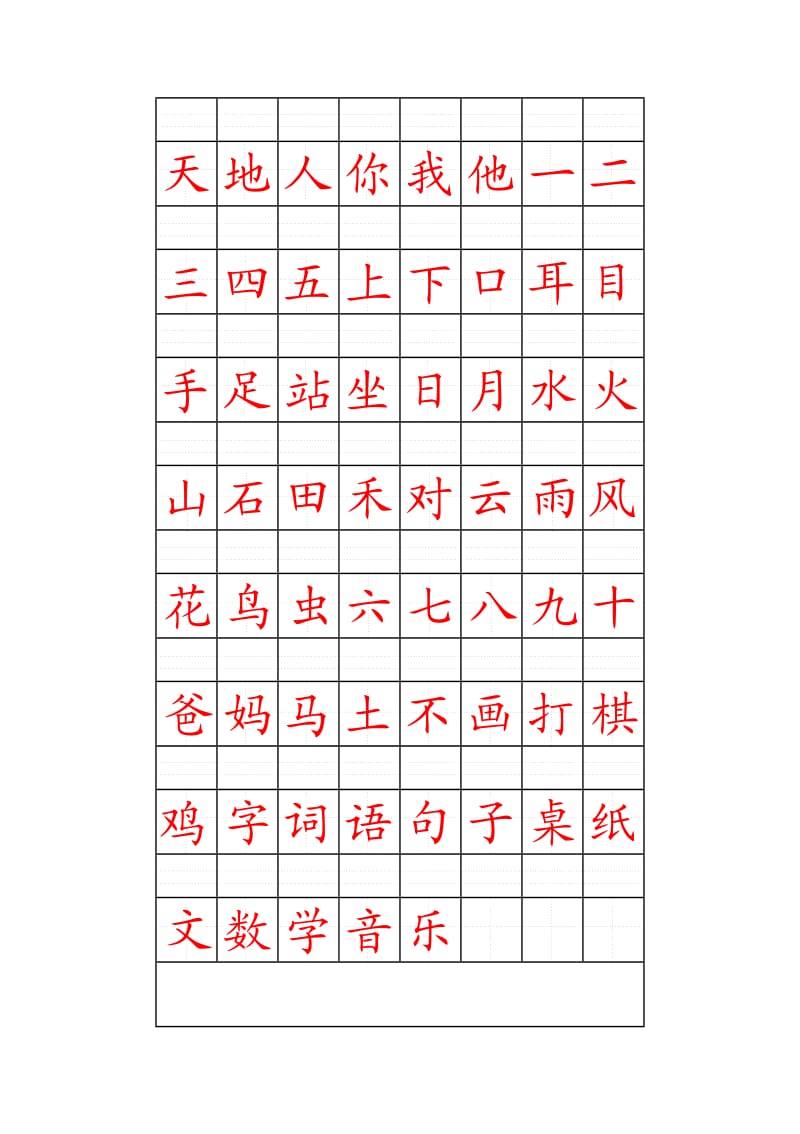 2017部编版一年级上册注音版田字格生字表打印.doc_第1页