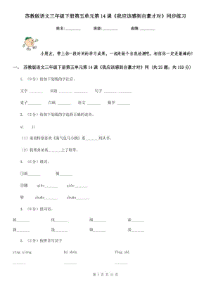 苏教版语文三年级下册第五单元第14课《我应该感到自豪才对》同步练习.doc