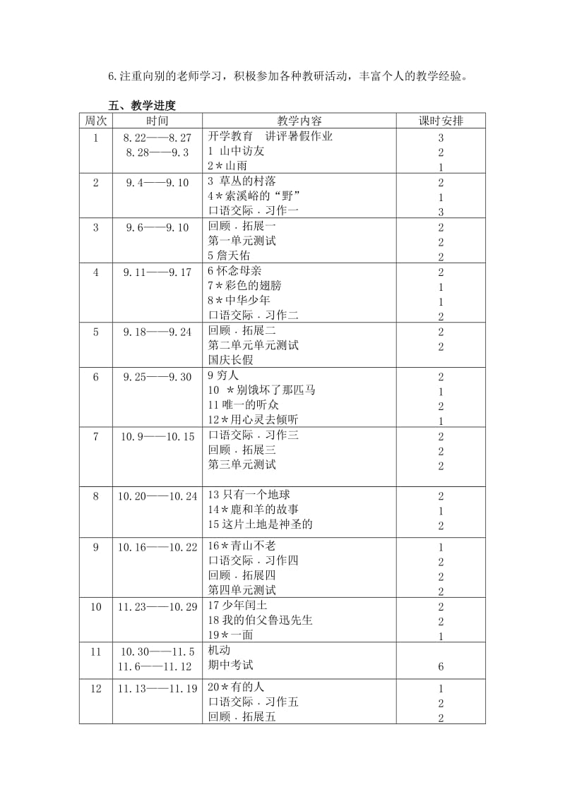 2017年人教版六年级上册语文教学计划.doc_第3页