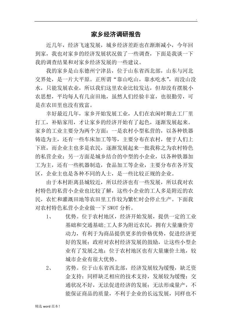 家乡经济调研报告.doc_第1页