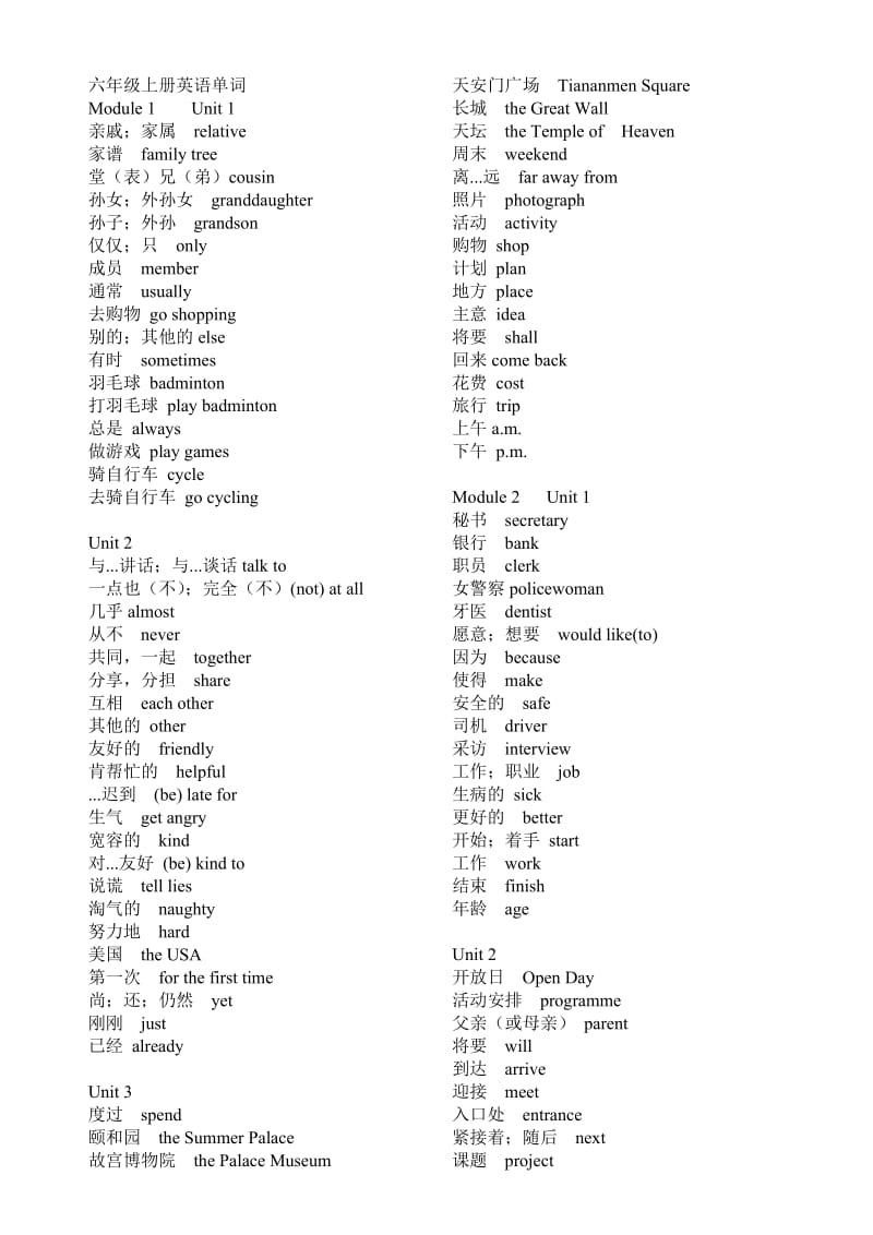 2018年上海版牛津英语六年级上册单词表及课文翻译.doc_第1页