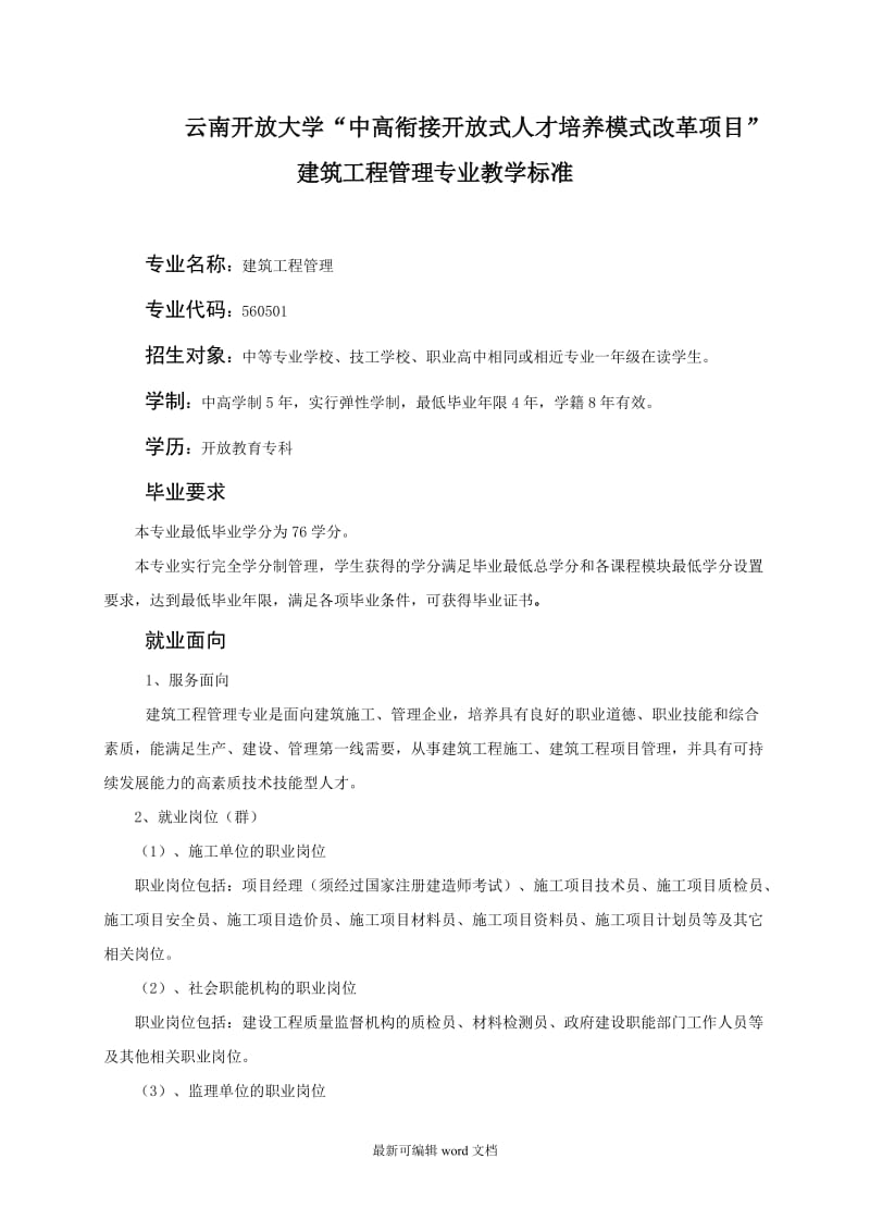 建筑工程管理专业教学标准.doc_第1页