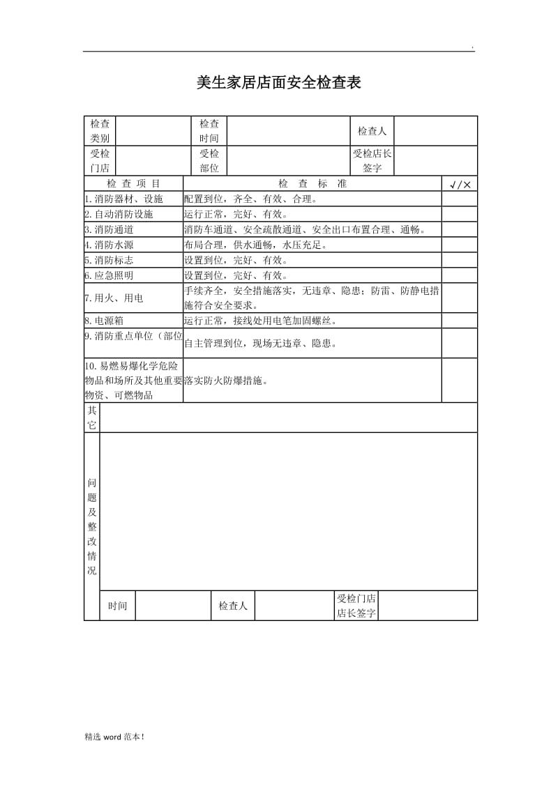 店面安全检查表.doc_第1页