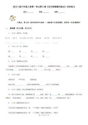 語(yǔ)文S版六年級(jí)上冊(cè)第一單元第5課《尼爾斯騎鵝歷險(xiǎn)記》同步練習(xí).doc