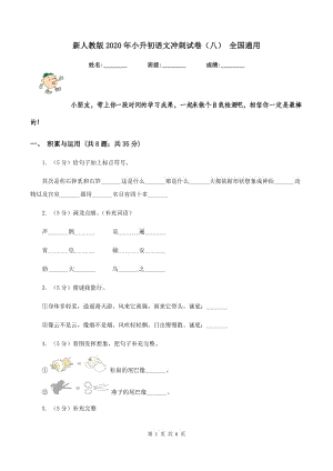 新人教版2020年小升初語(yǔ)文沖刺試卷（八） 全國(guó)通用.doc