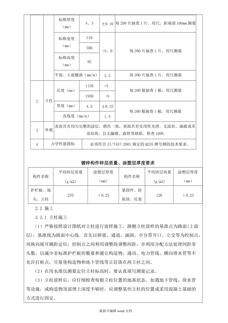 波形梁钢护栏施工技术交底记录.doc_第2页