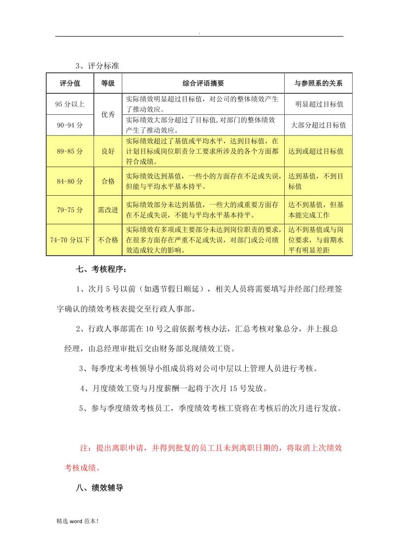 绩效考核管理制度(范本).doc_第3页