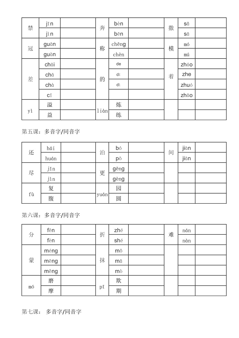 五年级上册语文多音字同音字组词练习.doc_第2页