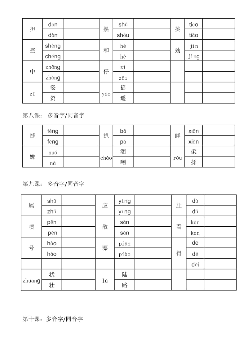 五年级上册语文多音字同音字组词练习.doc_第3页