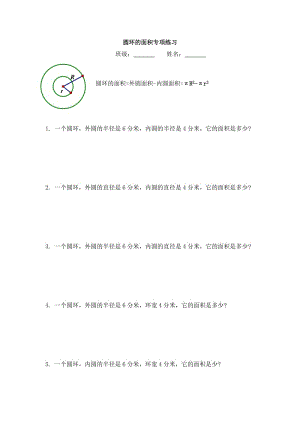 六年級數(shù)學(xué)上冊-圓環(huán)的面積專項練習(xí).doc