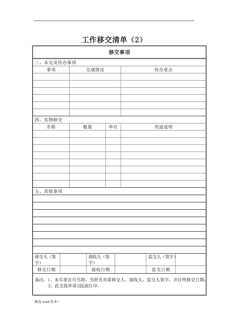 工作交接清单标准模板最新版本.doc_第2页