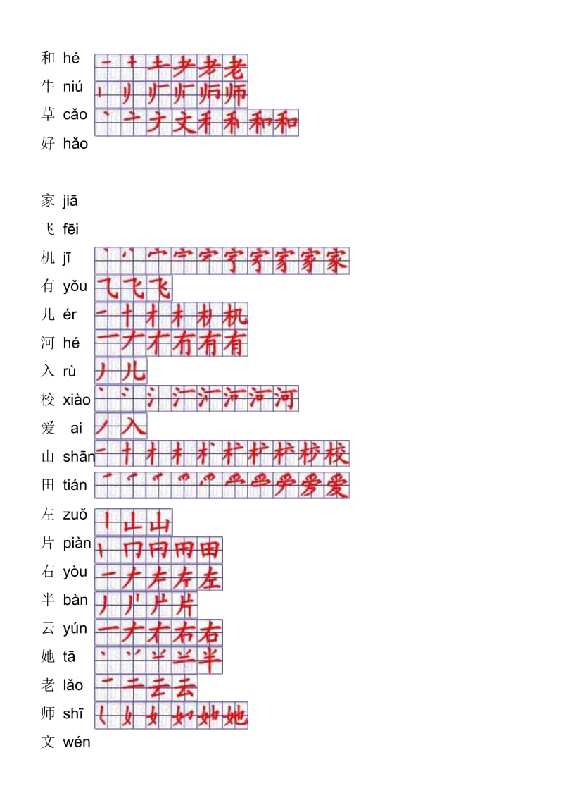 小学一年级语文上册生字表笔顺表-word电子打印版.doc_第3页