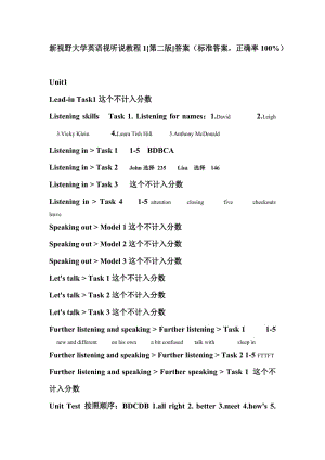 視聽(tīng)說(shuō)教程1(第二版)答案Unit.doc