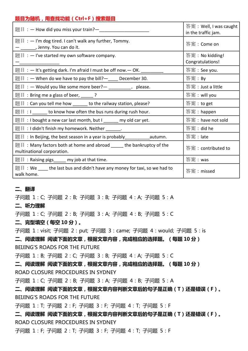 管理英语3单元自测4答案.doc_第1页