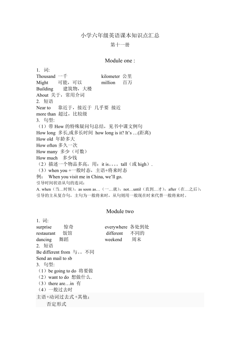 小学六年级英语课本知识点汇总.doc_第1页