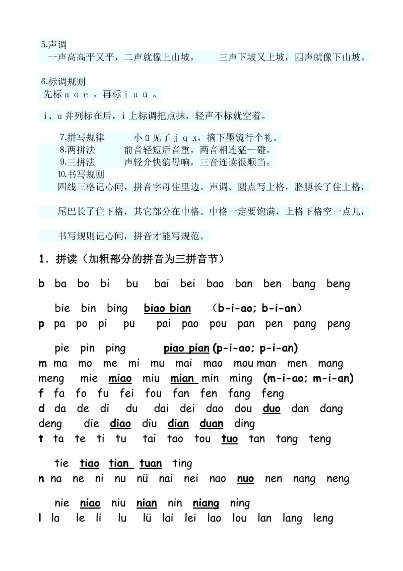 小学生一年级拼音字母表和拼读规则.doc_第3页