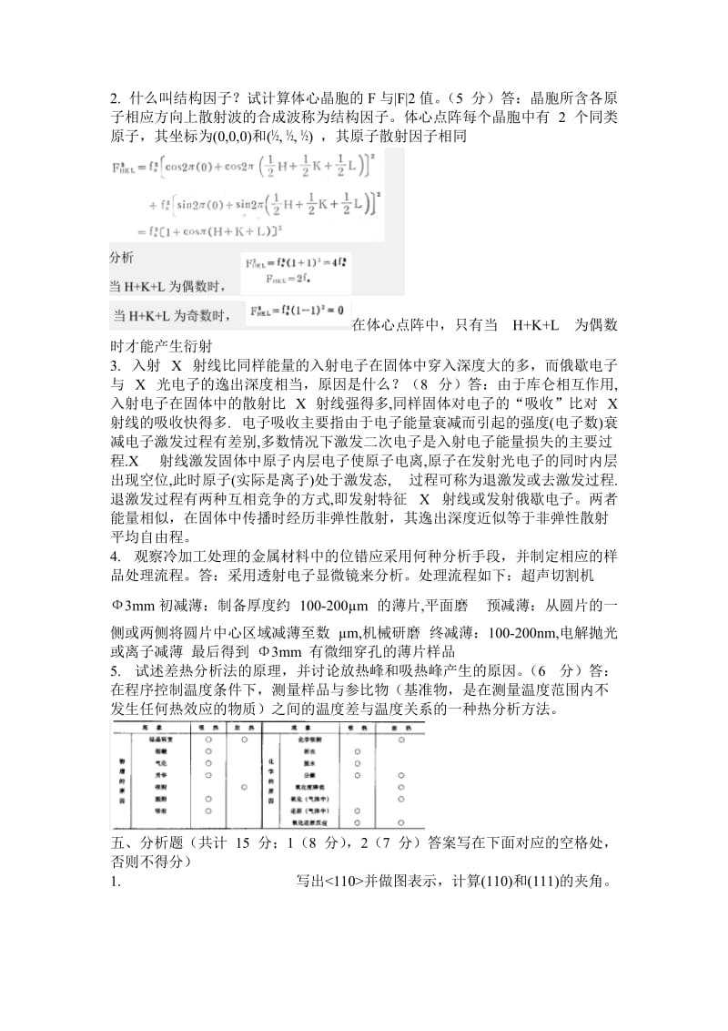 材料现代分析方法考试试卷.doc_第2页