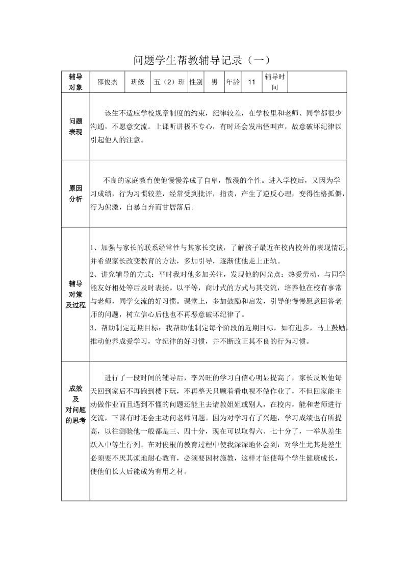 问题学生帮教辅导记录.doc_第1页