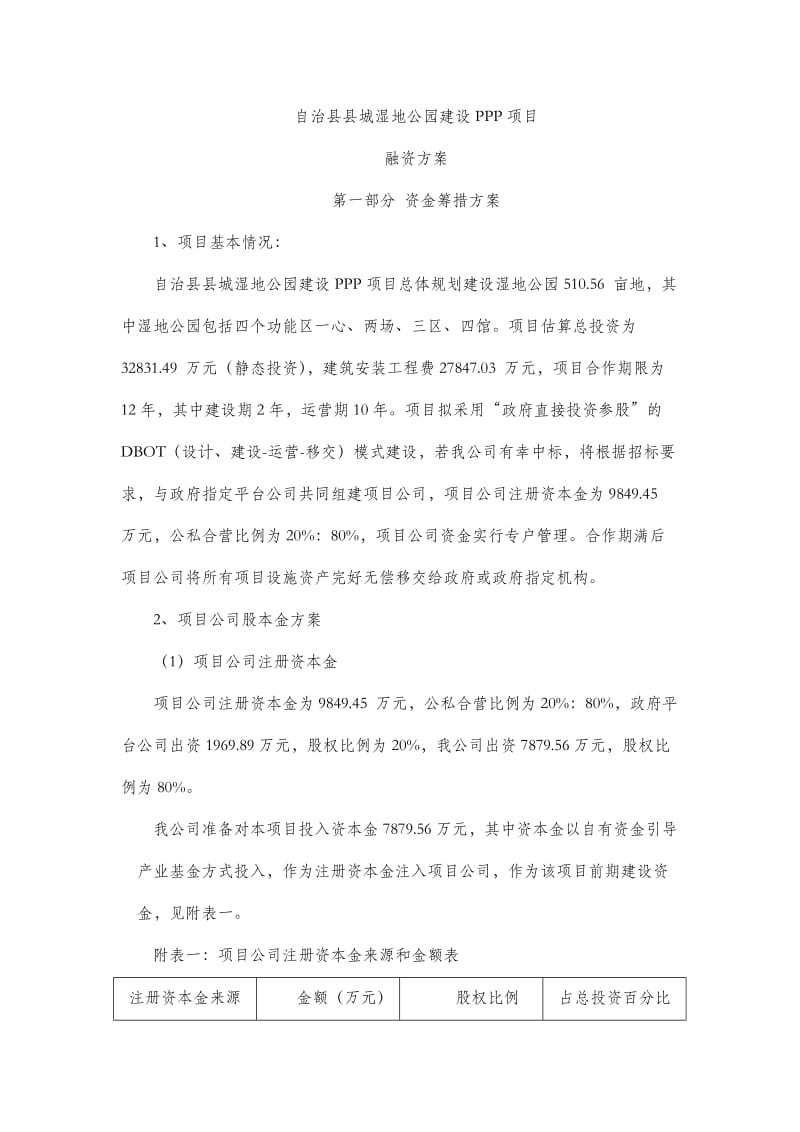 湿地公园项目融资方案.doc_第1页