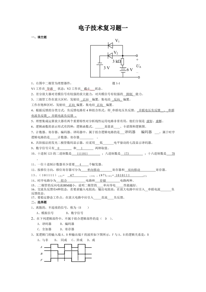 电子技术复习题及答案.doc_第1页