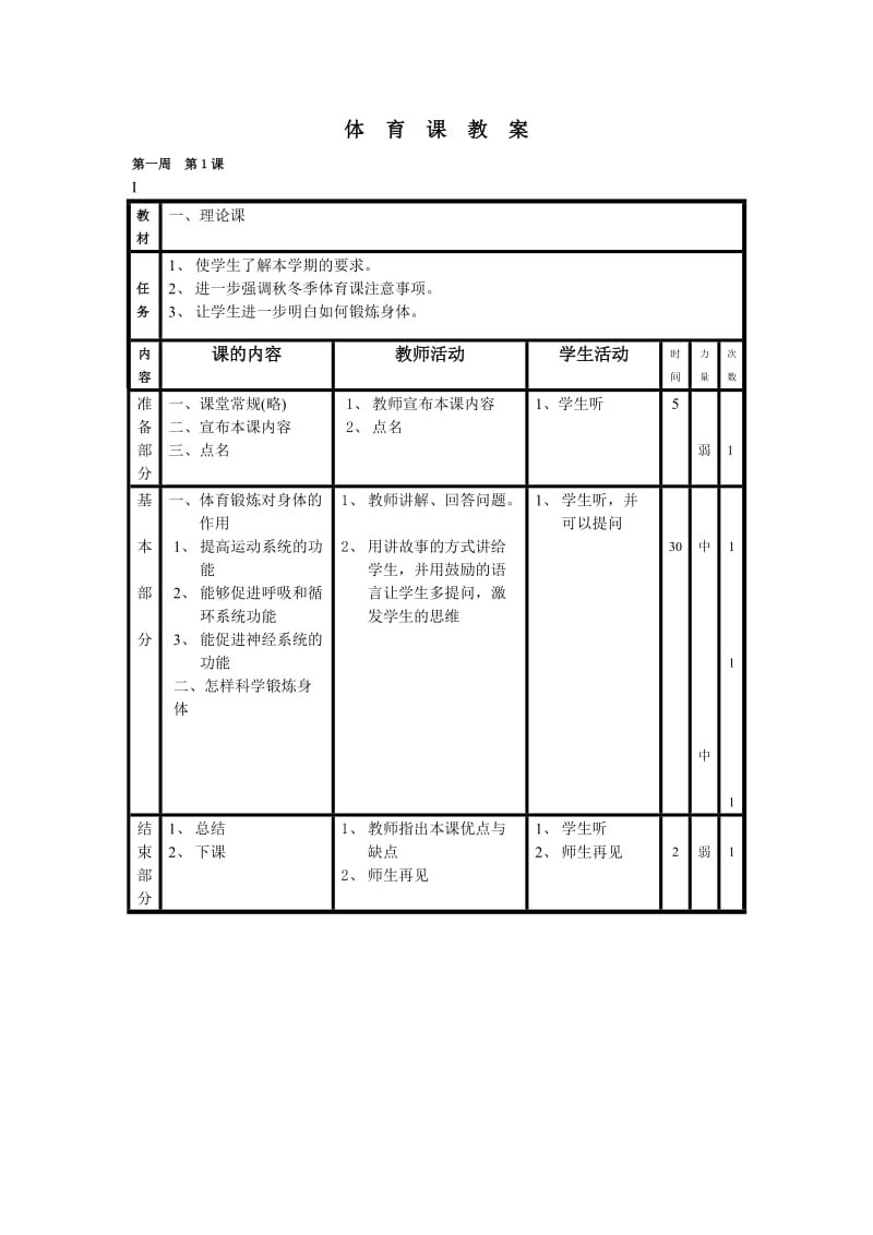 人教版六年级上册体育全册教案已整理.doc_第1页