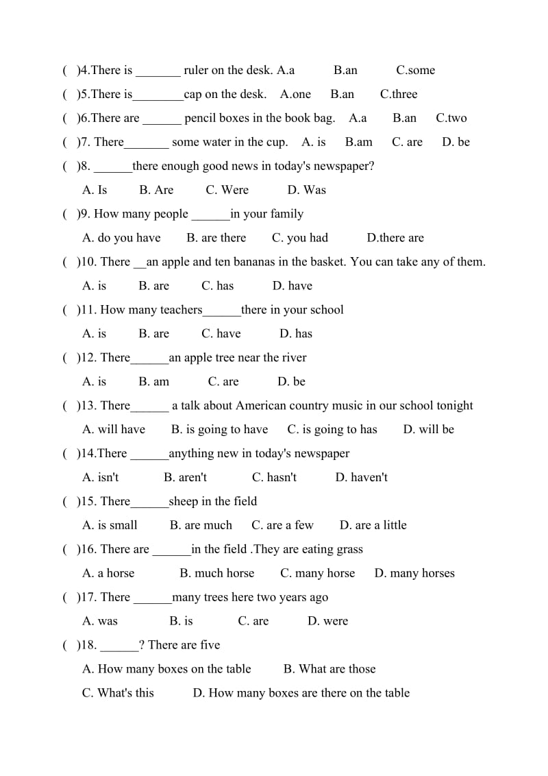 Therebe句型讲解及练习题.doc_第3页