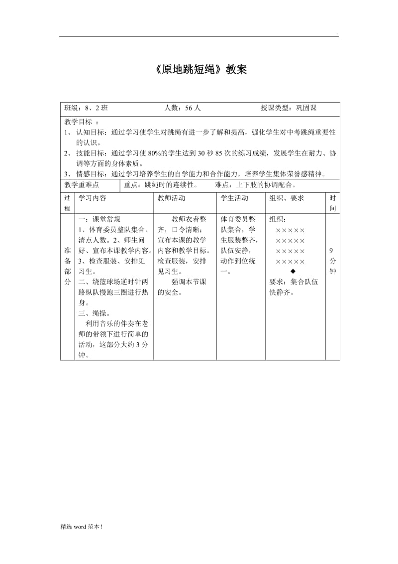 初中体育跳绳教案.doc_第1页