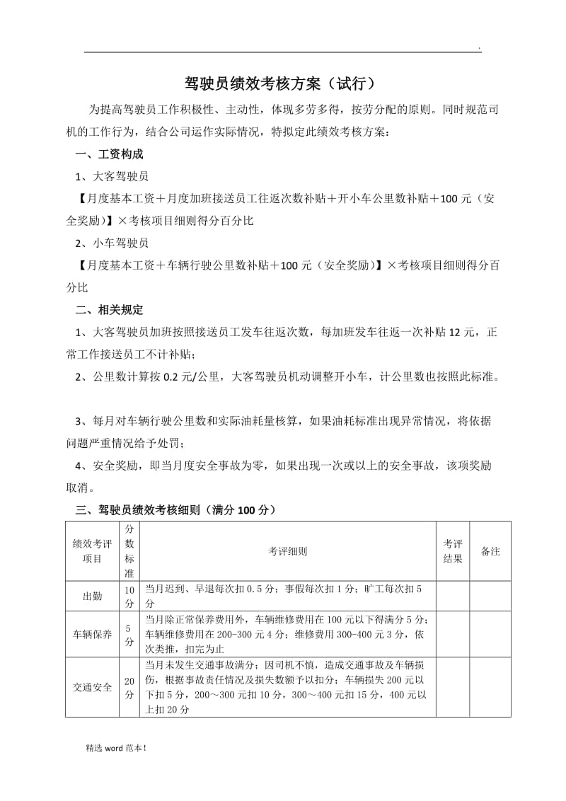 驾驶员绩效考核方案.doc_第1页