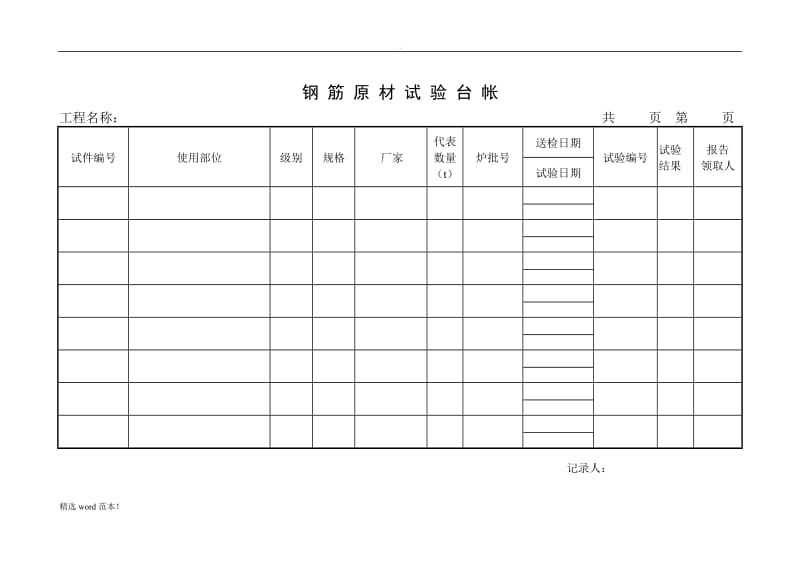 工程试验台帐(内容齐全).doc_第1页