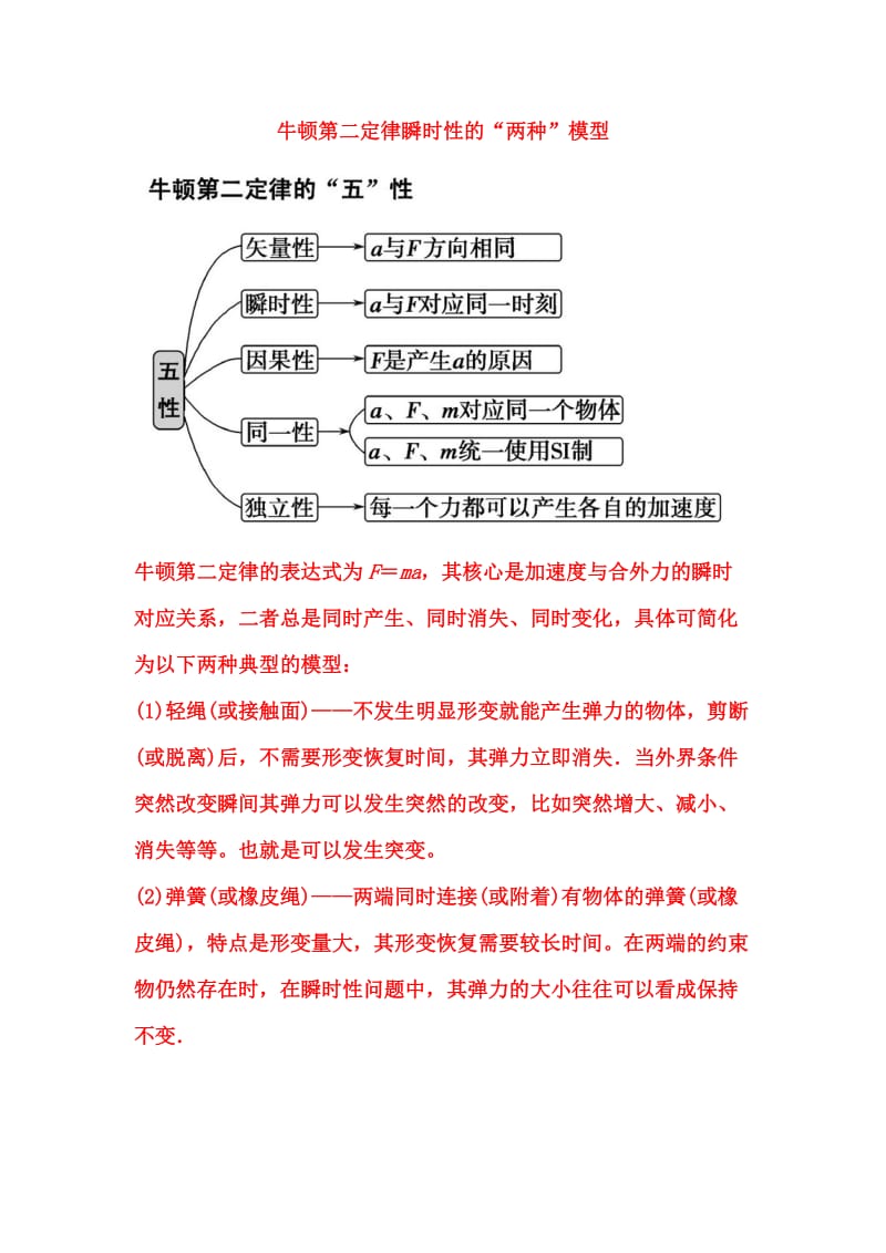 牛顿第二定律瞬时性问题分析.doc_第1页