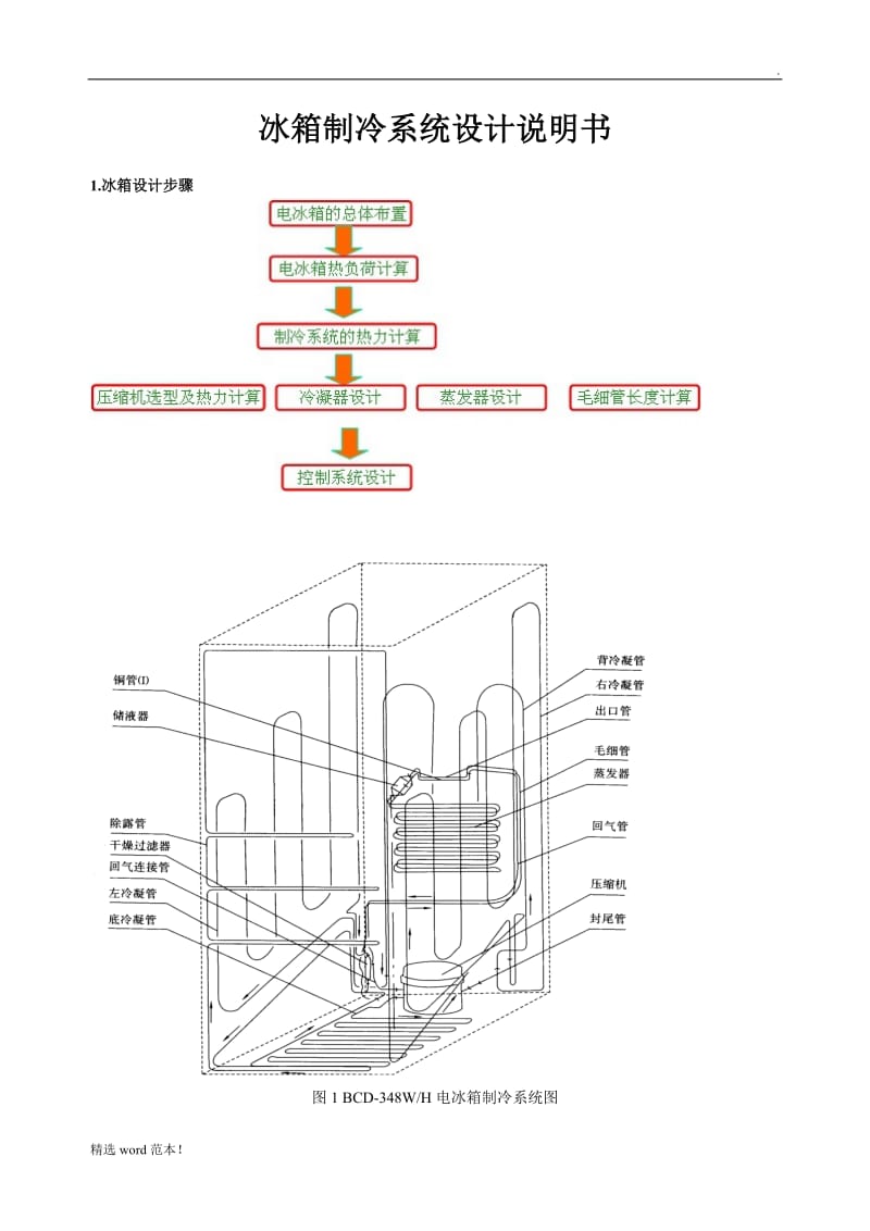 冰箱制冷系统设计说明书.doc_第1页