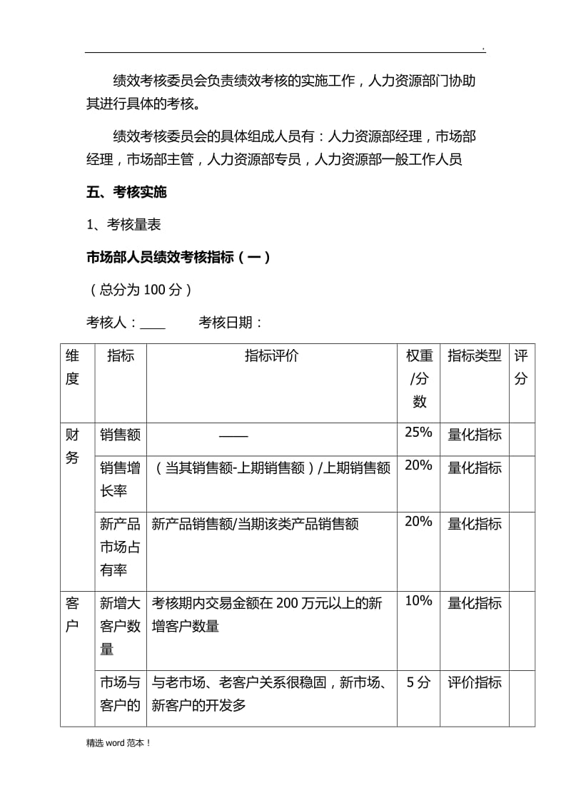 市场部销售人员绩效考核完整方案.doc_第2页