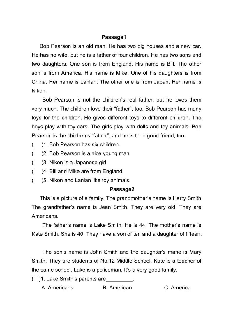 小学五年级英语阅读理解24篇.doc_第1页
