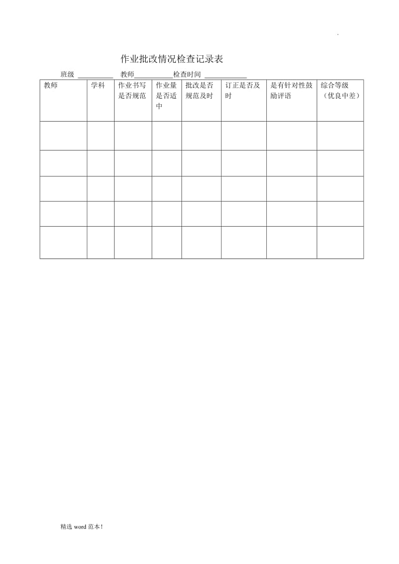 作业批改情况检查记录表.doc_第1页