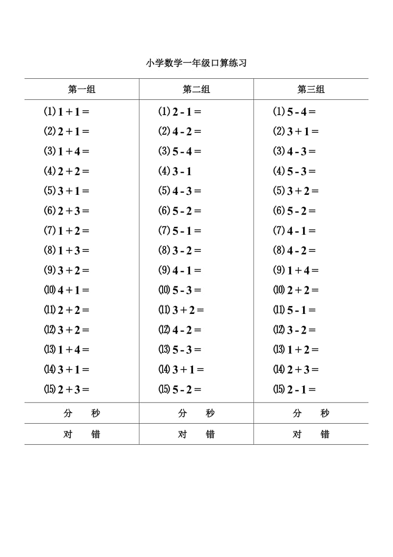 人教版小学数学一年级口算练习(上下册).doc_第1页