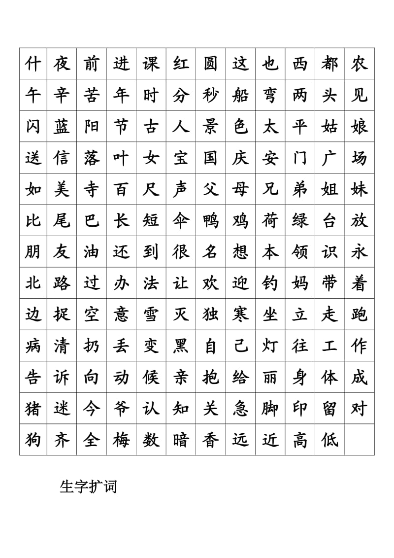 上海一年级语文生字表和组词表.doc_第2页