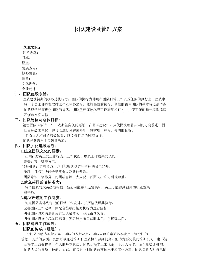 团队建设及管理方案.doc_第1页