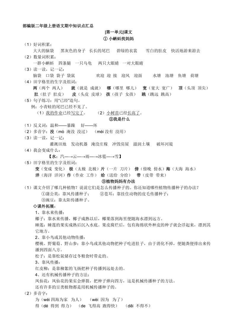 部编版二年级上册语文期中知识点汇总.doc_第1页